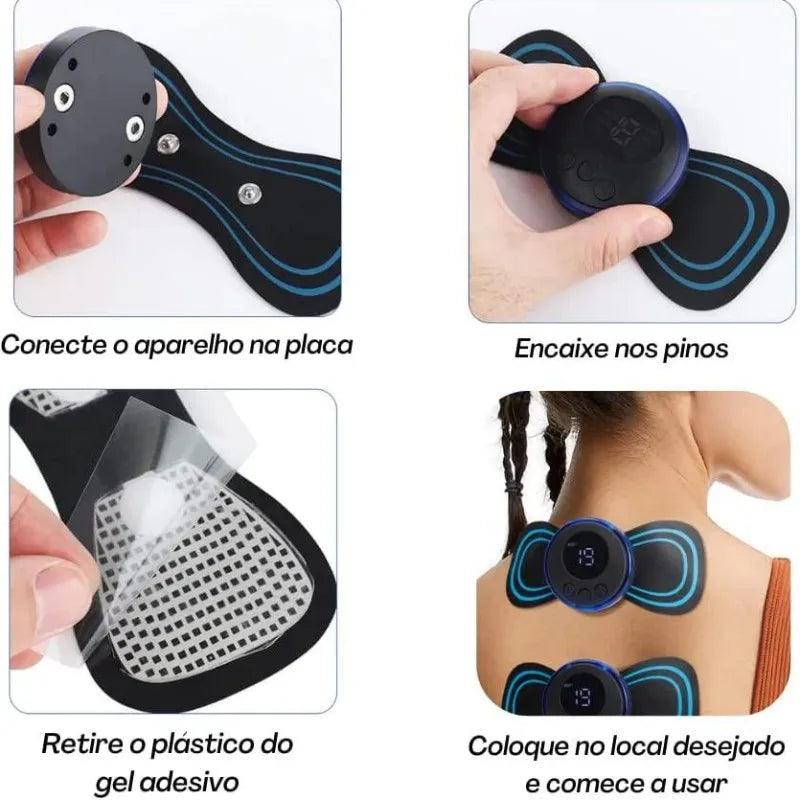 Mini Massageador Portátil com Estimulação Elétrica EMS para Alívio da Dor Muscular Cervical - Sonho Popular Loja Virtual