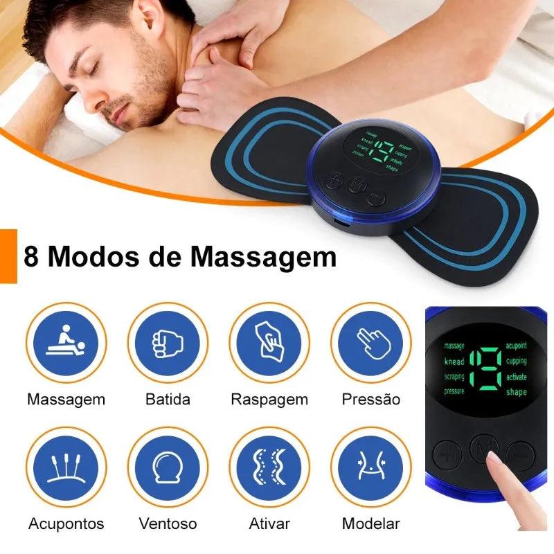 Mini Massageador Portátil com Estimulação Elétrica EMS para Alívio da Dor Muscular Cervical - Sonho Popular Loja Virtual