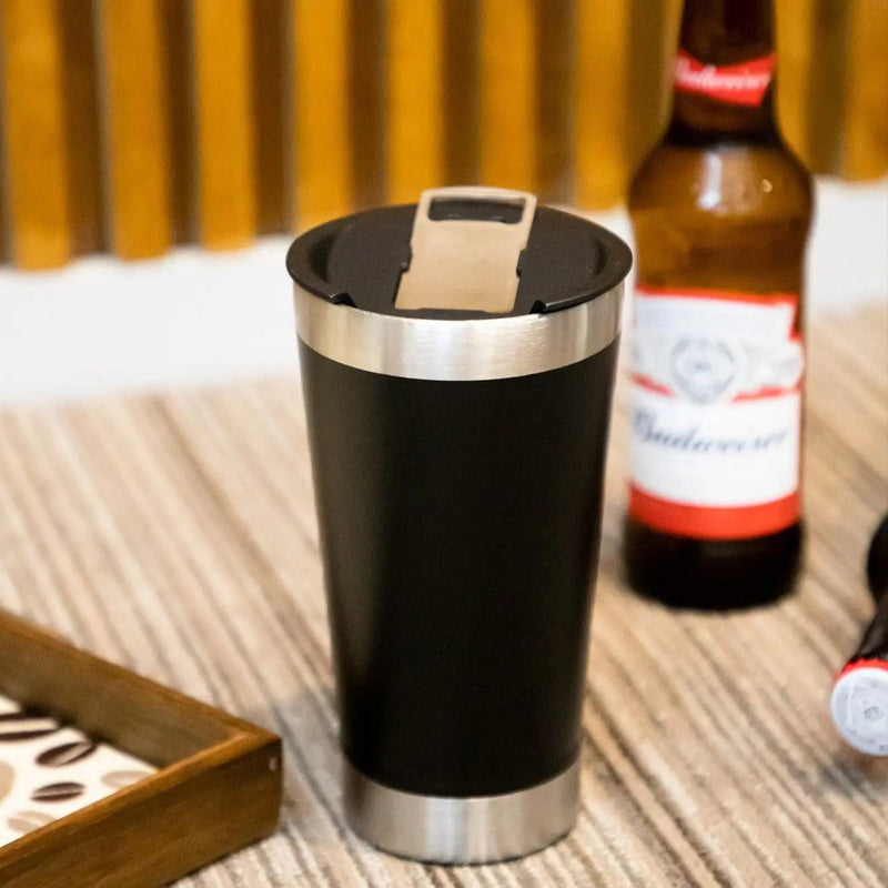 Copo Térmico de 473ml com Lâmpada e Abridor de Inox para Bebidas Quentes e Geladas. - Sonho Popular Loja Virtual