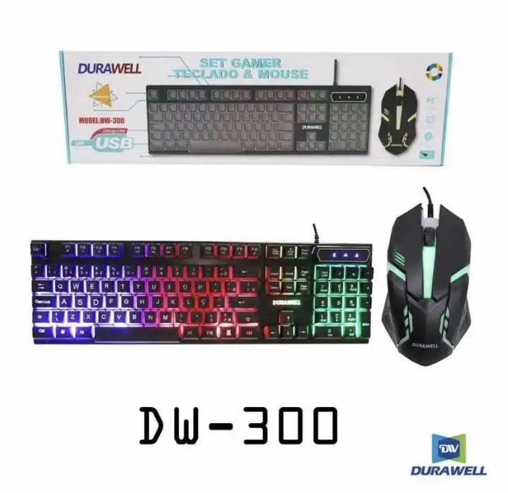 Kit de Mouse Durawell 3200Dpi e Teclado Gamer Semi Mecânico DW 300 Rgb - Sonho Popular Loja Virtual